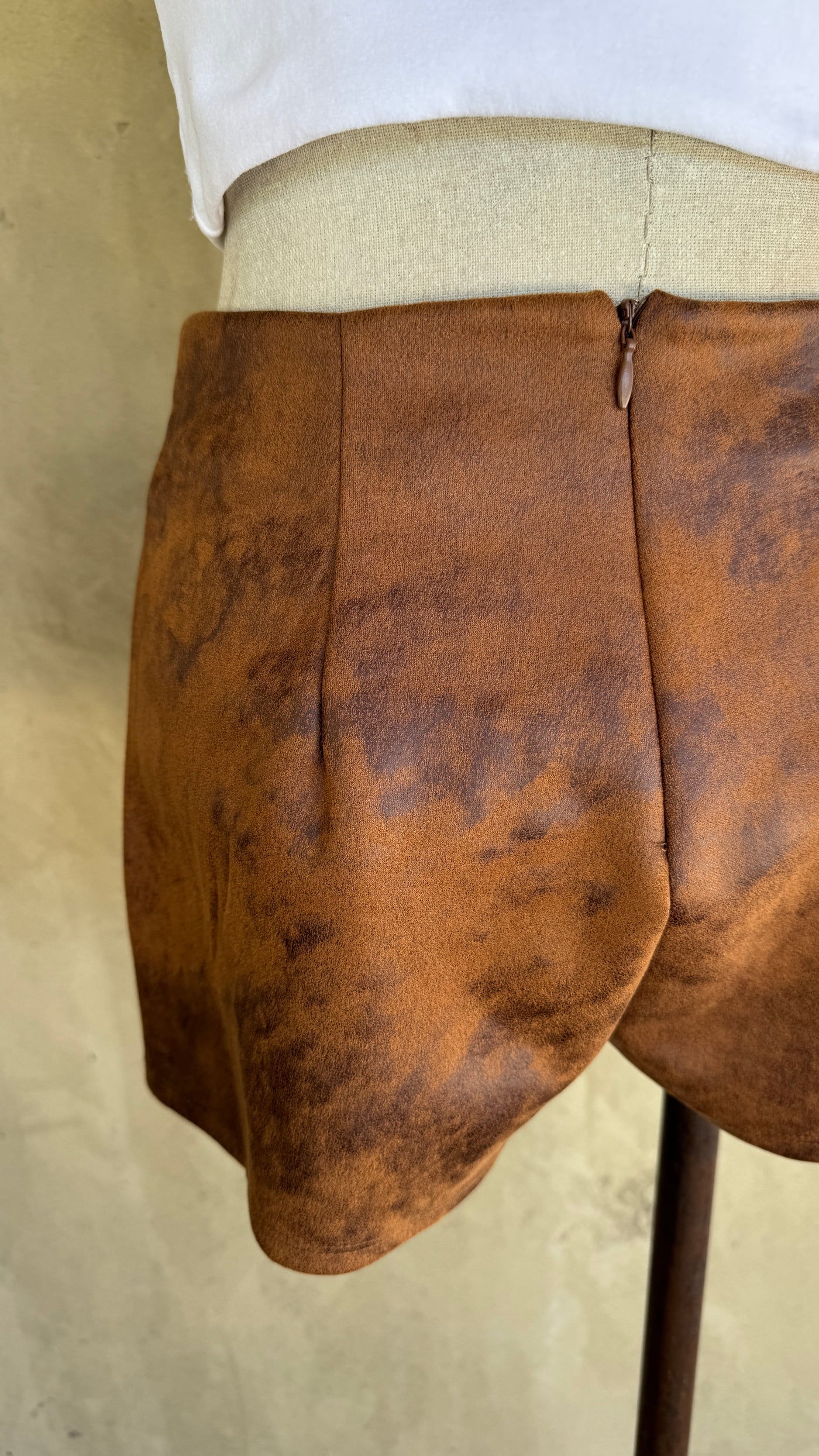 Brown faux suede shorts