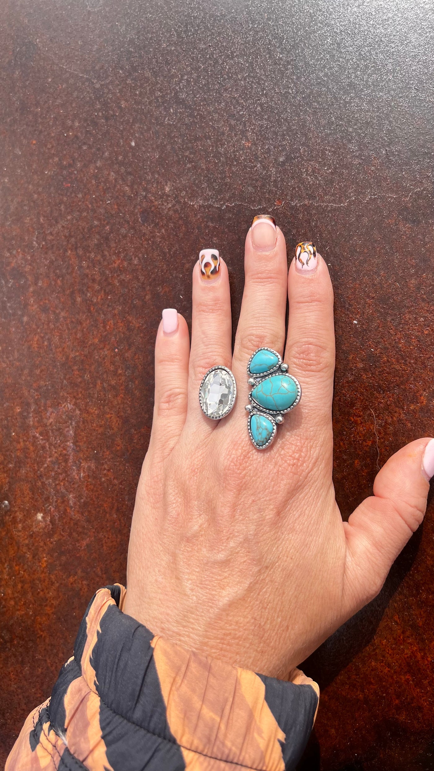 Turquoise adjustable rings