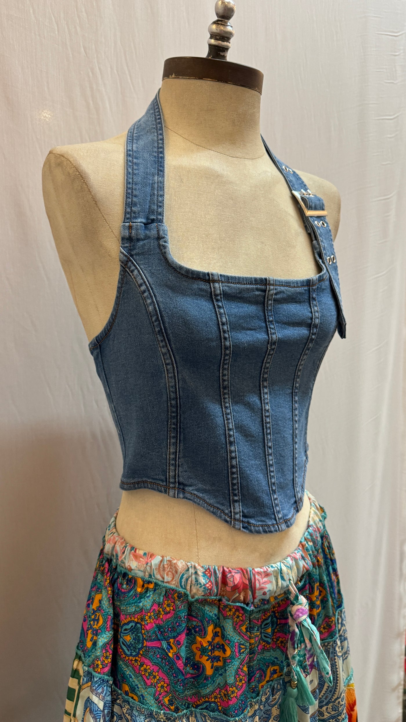 Zelle denim top