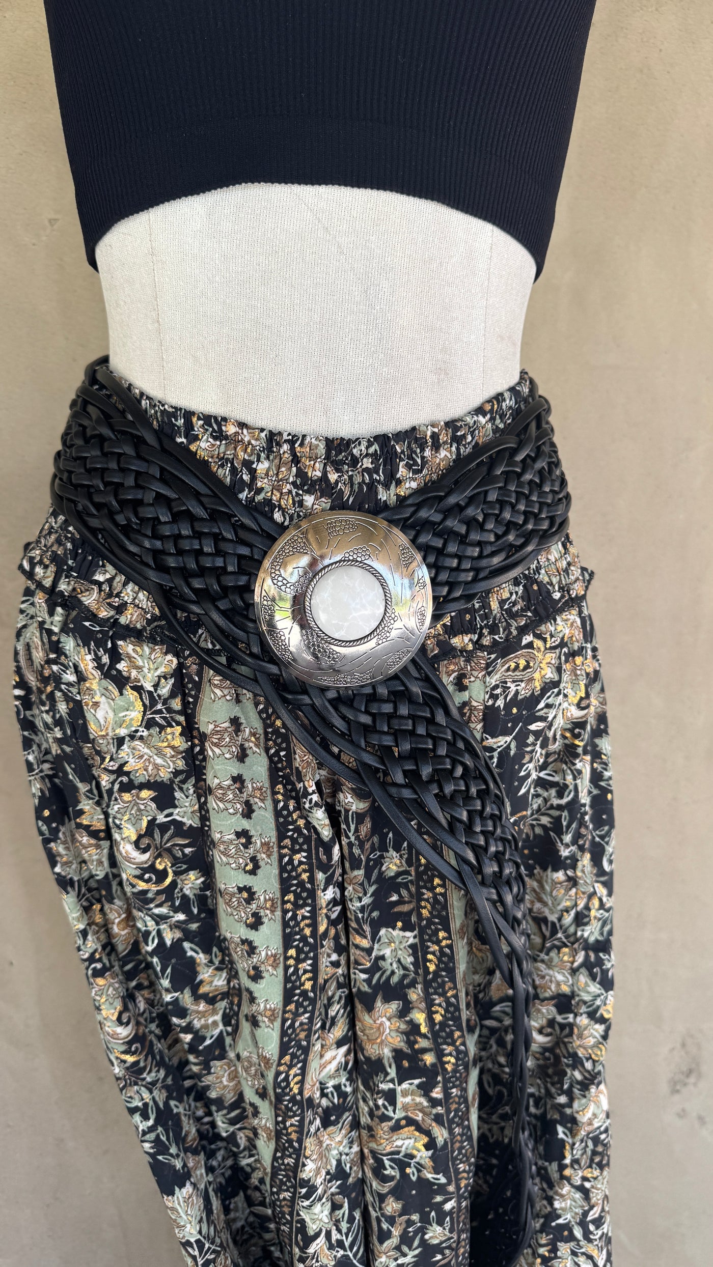 Black belt white stone silver