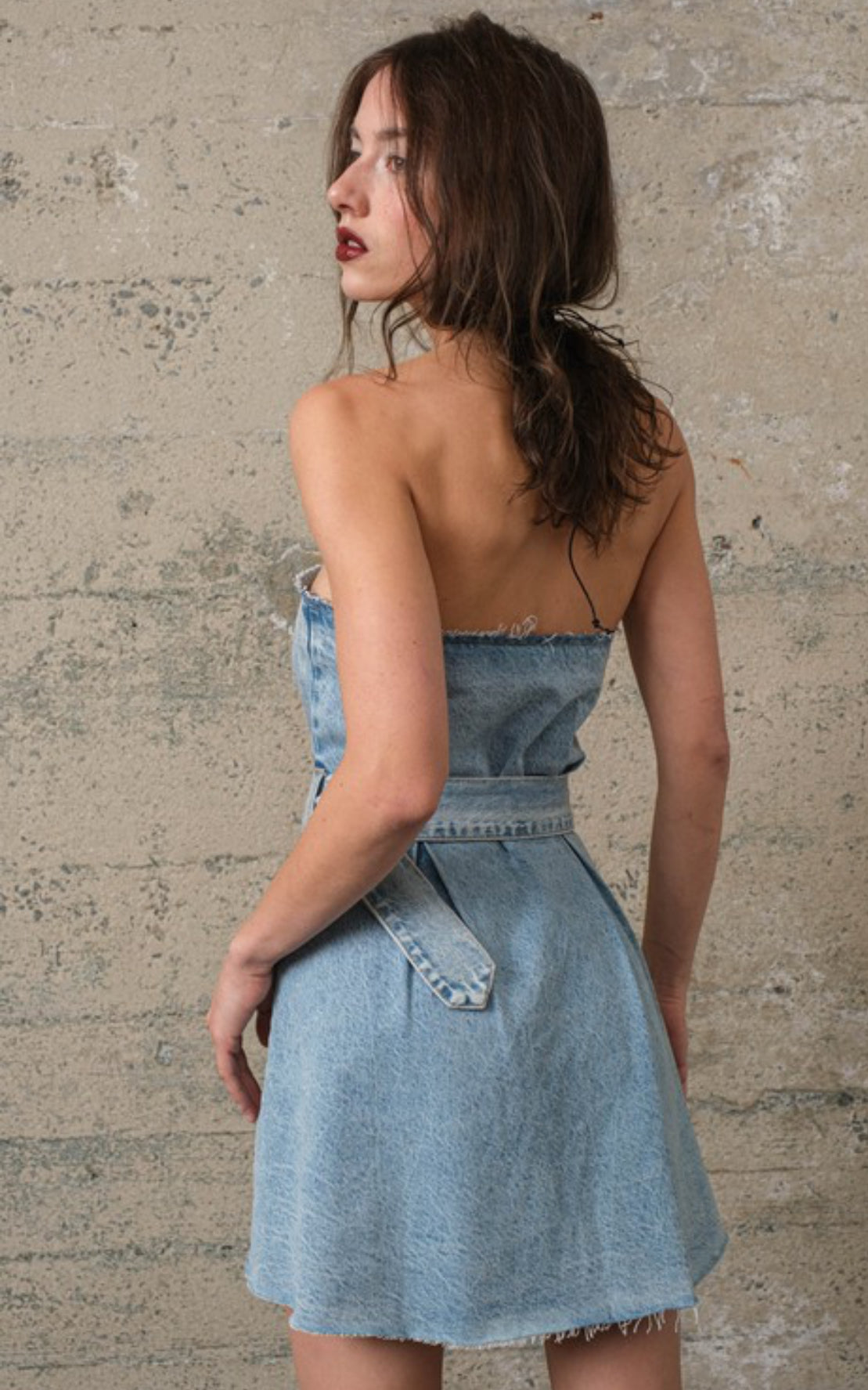 Denim strapless dress