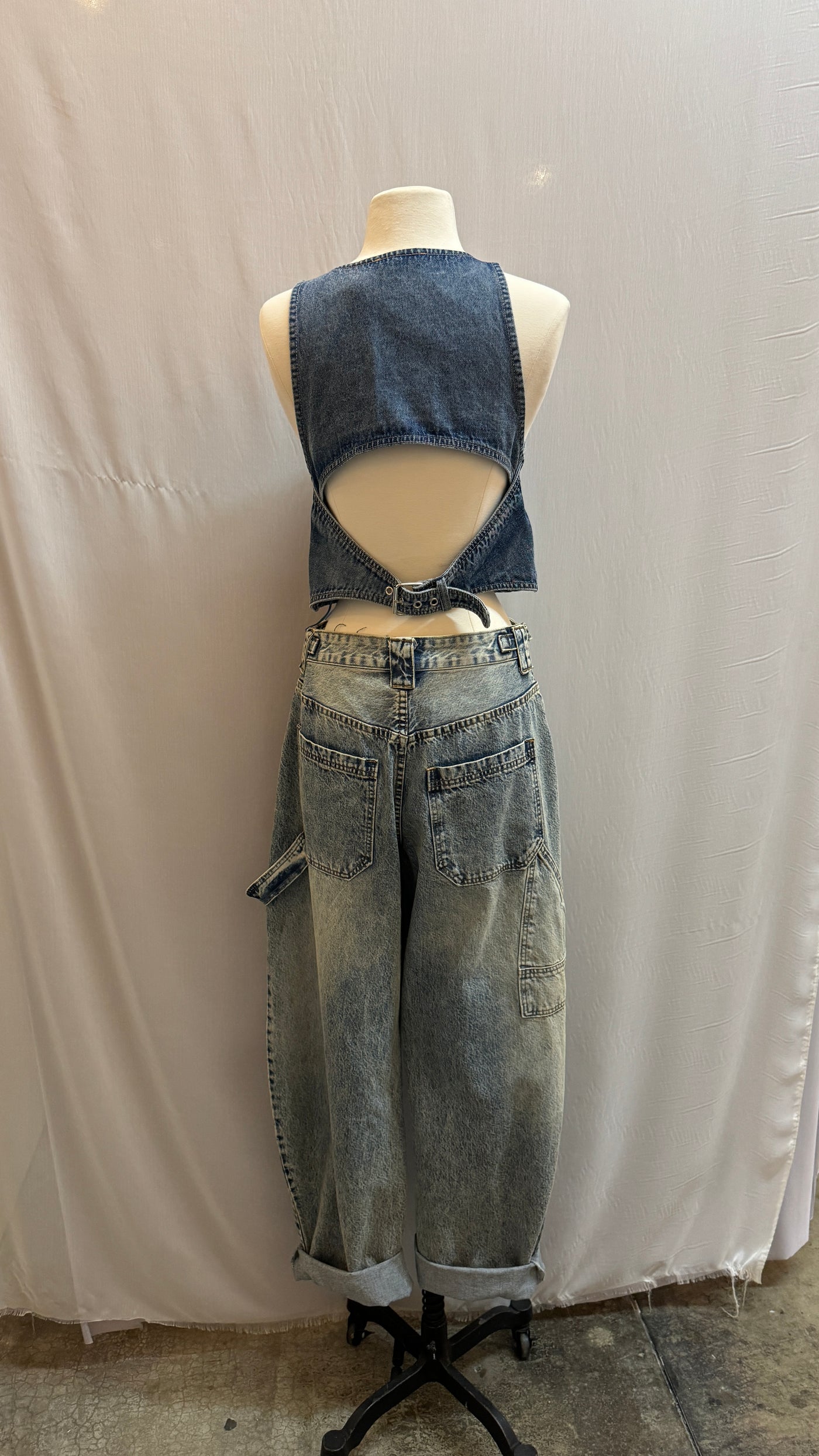 Open back denim vest