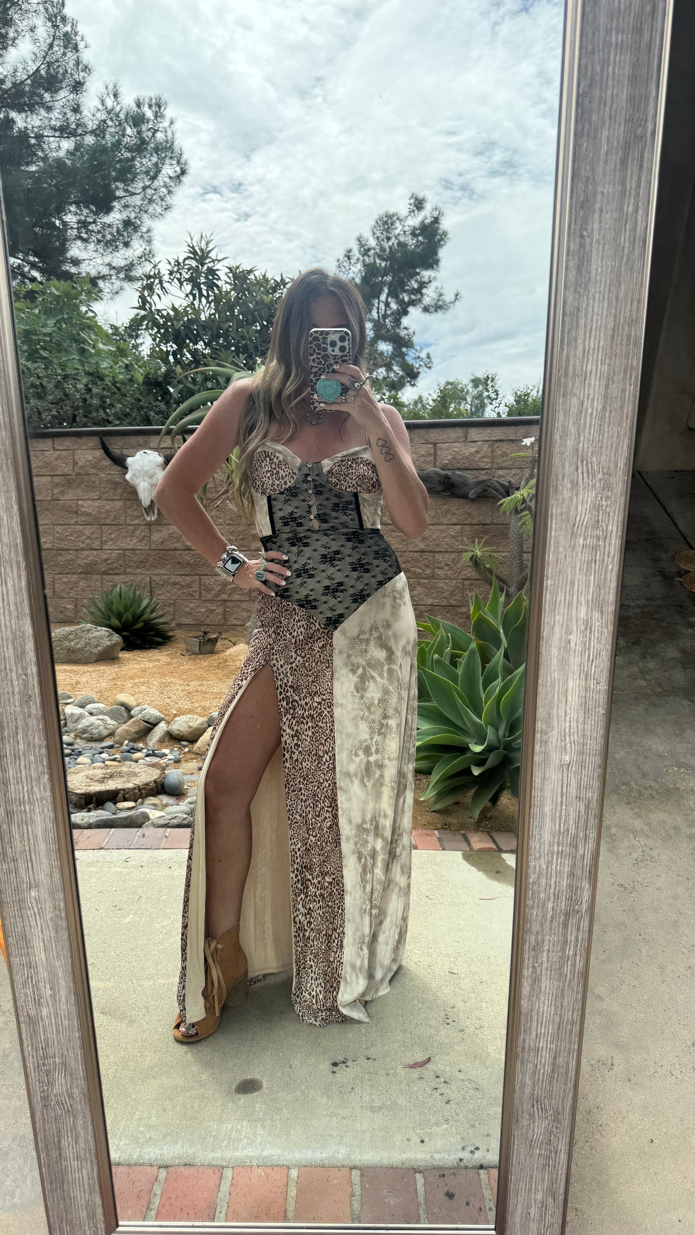 Leopard and lace maxi