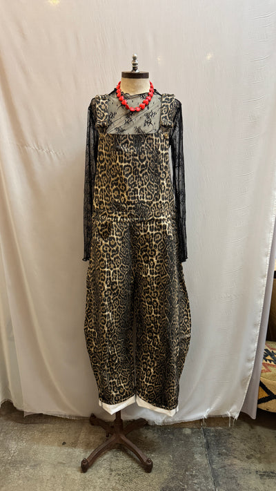 Leopard barrel overalls