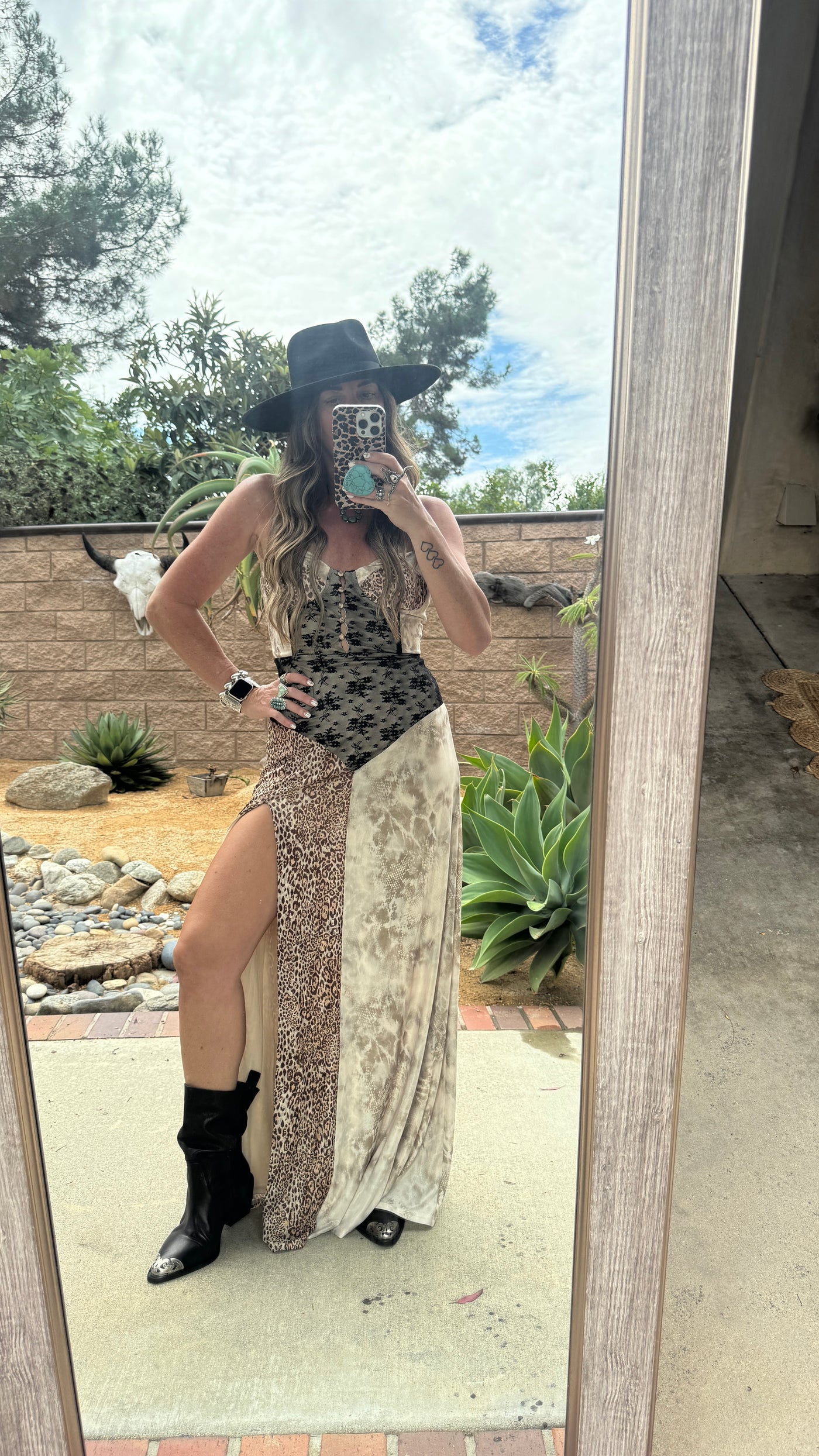 Leopard and lace maxi