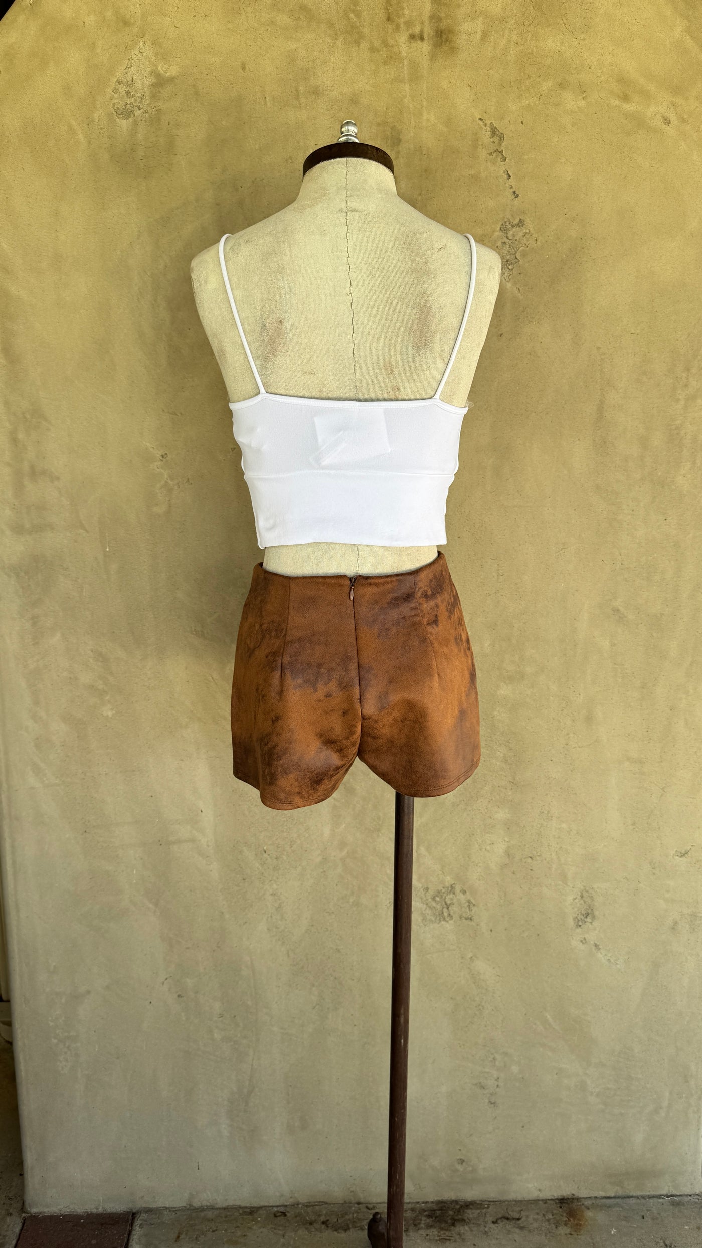 Brown faux suede shorts