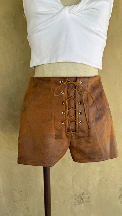 Brown faux suede shorts