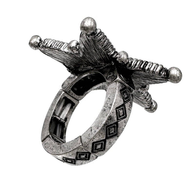 Large Star Turquoise Stone Western Stretch Ring: Pink