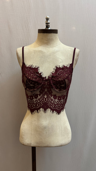 Burgundy lace bra