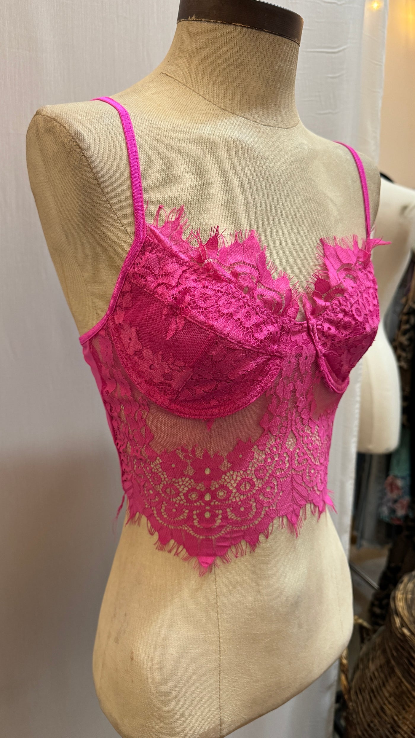 Fushia lace bra