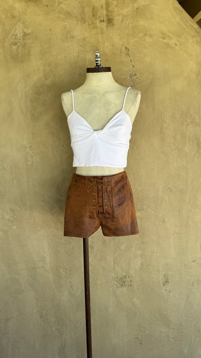 Brown faux suede shorts