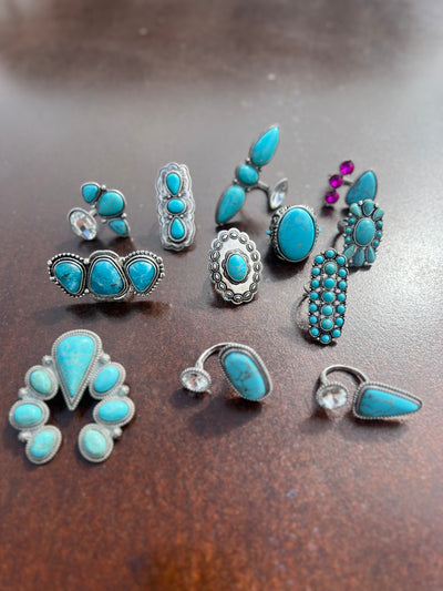 Turquoise adjustable rings