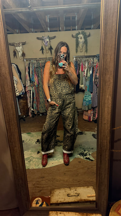Leopard barrel overalls