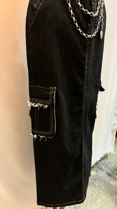 Nora black denim skirt