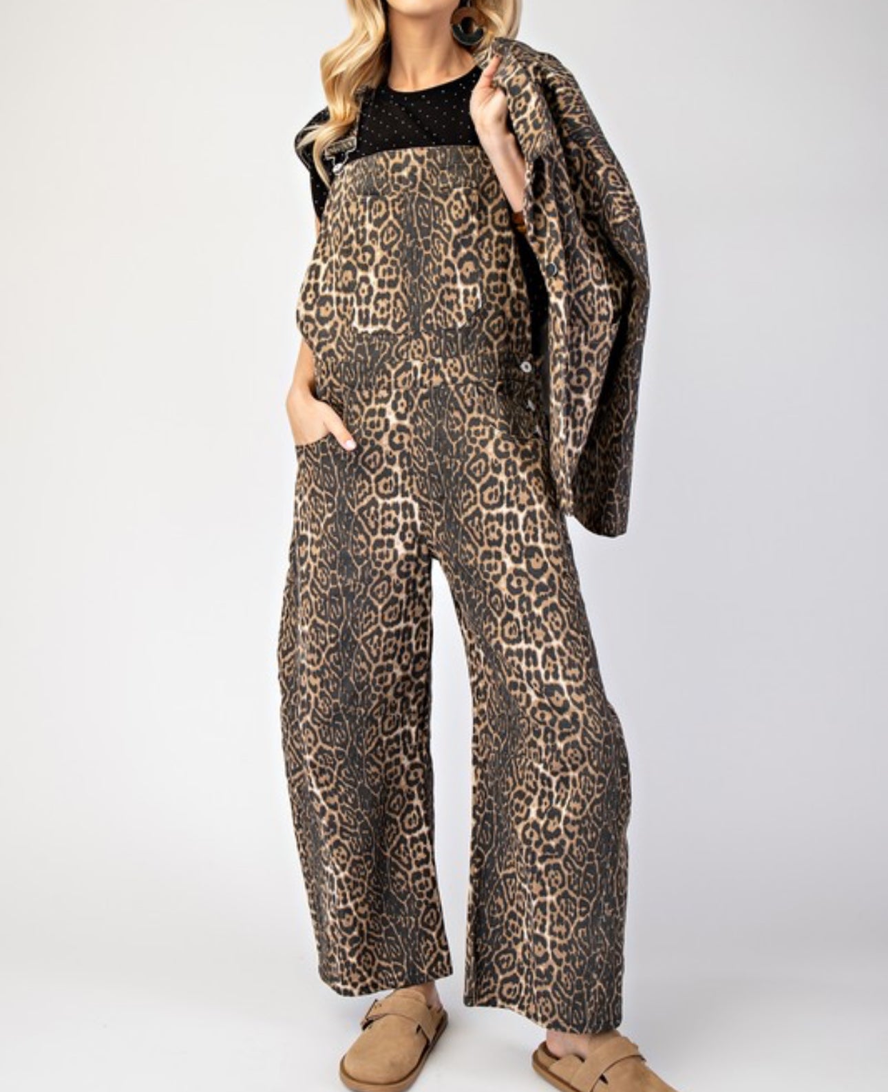 Leopard barrel overalls