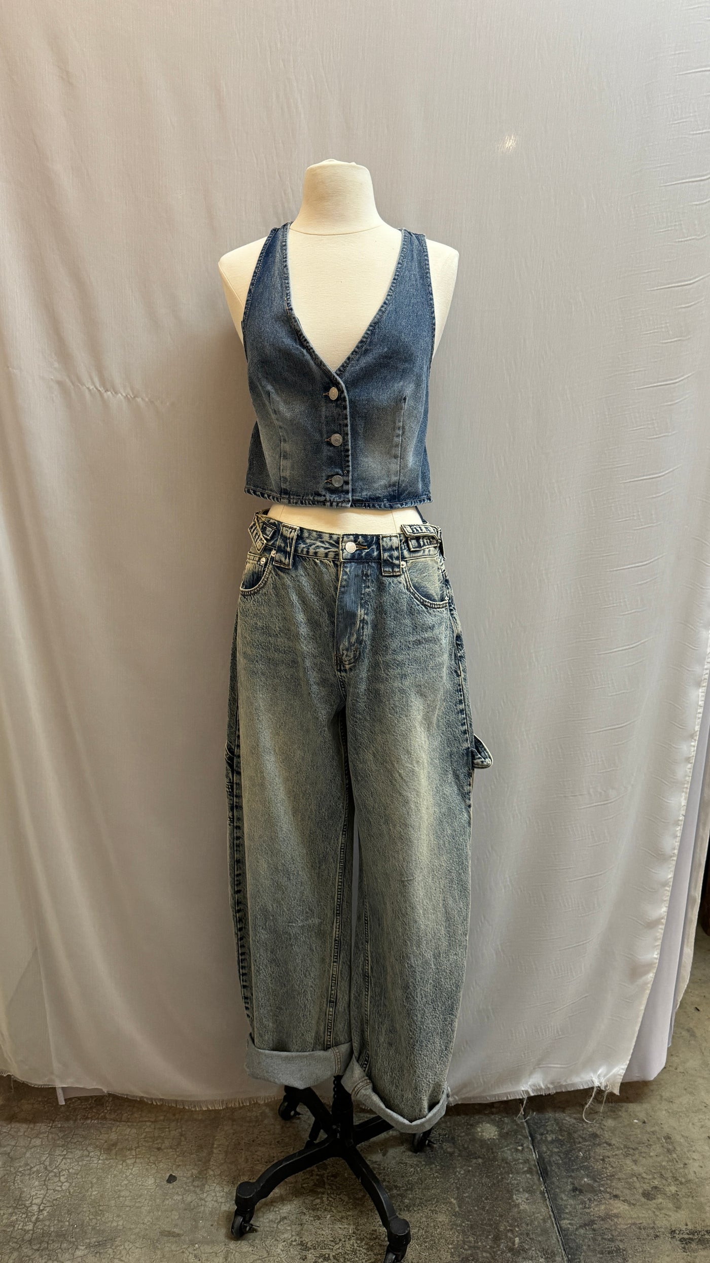 Open back denim vest