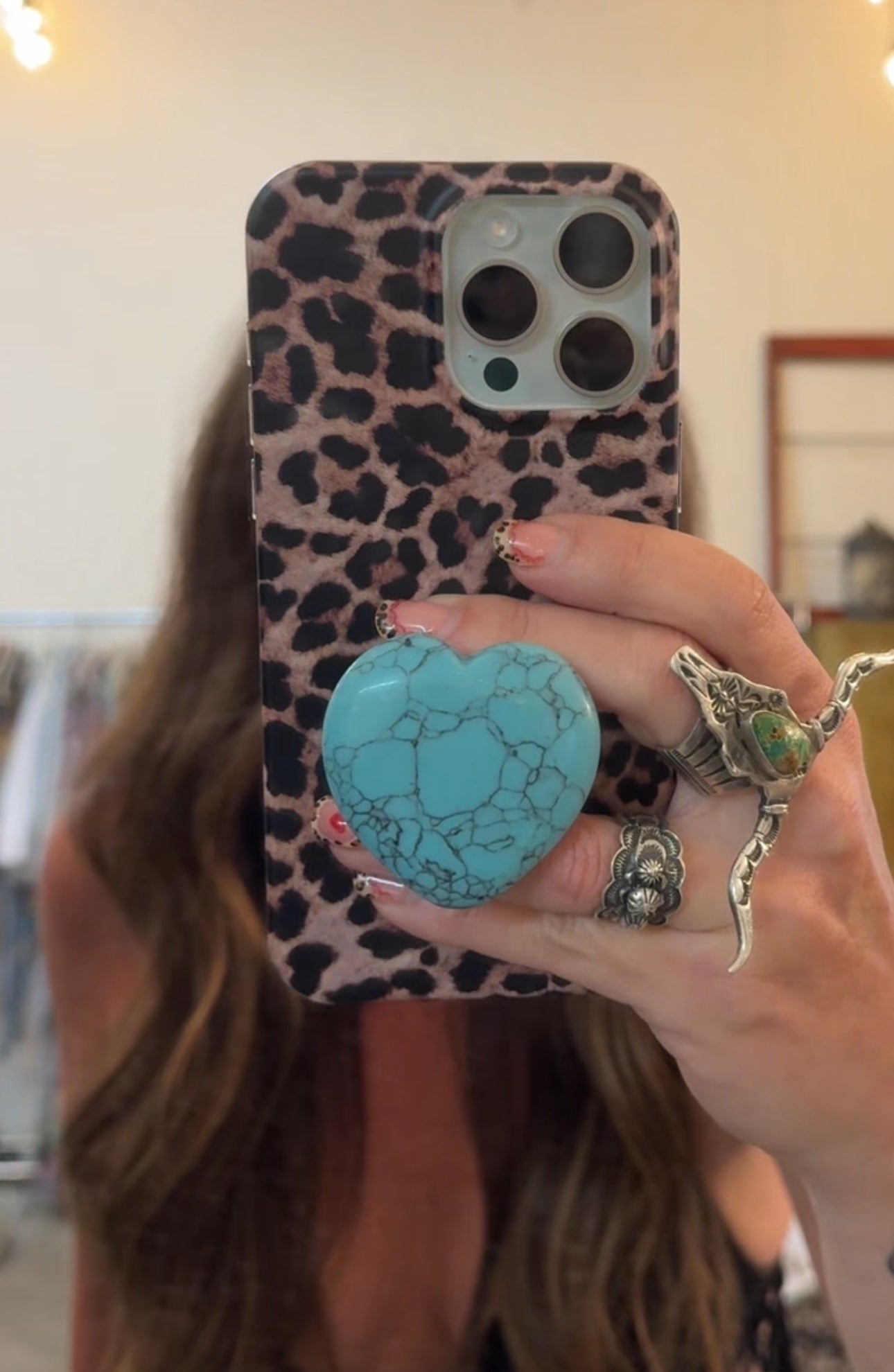 Turquoise heart pop socket