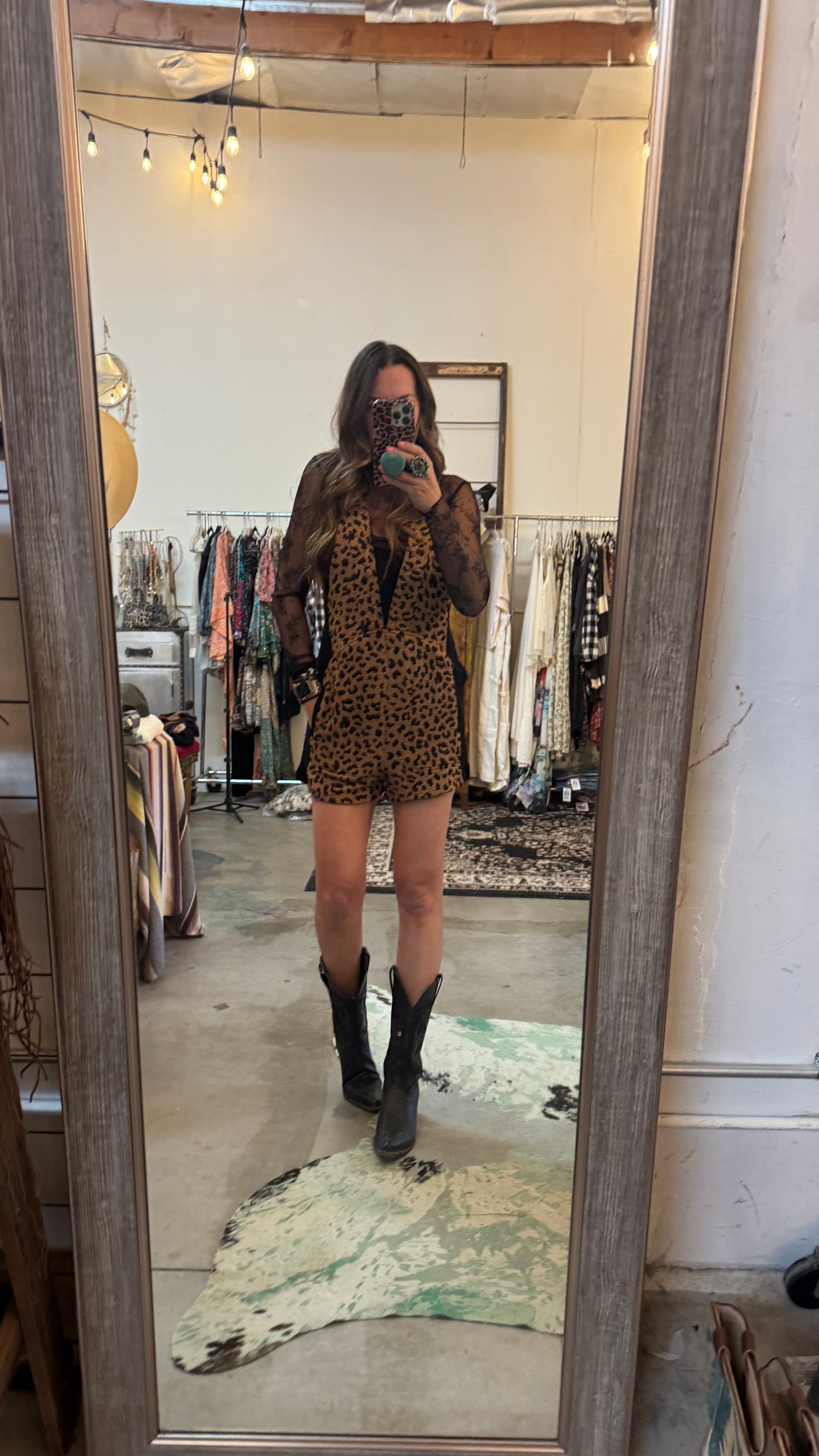 Leslie leopard romper