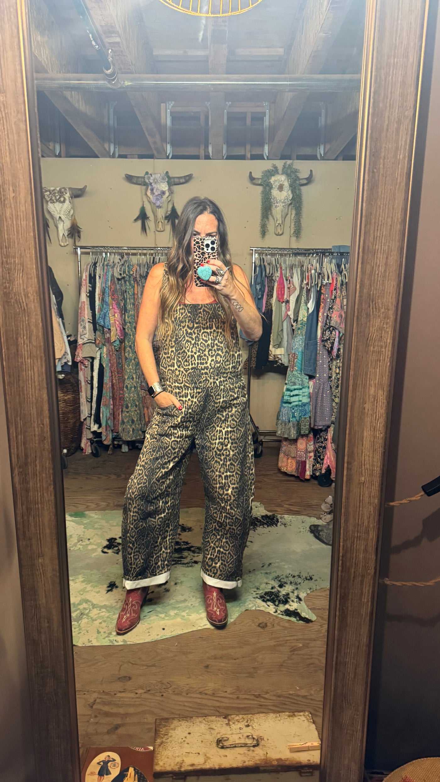 Leopard barrel overalls