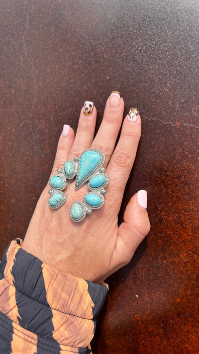 Turquoise adjustable rings