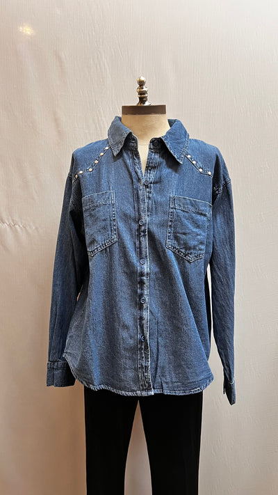 Grommet denim button down