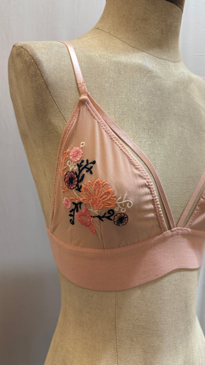 Blush embroidered bra