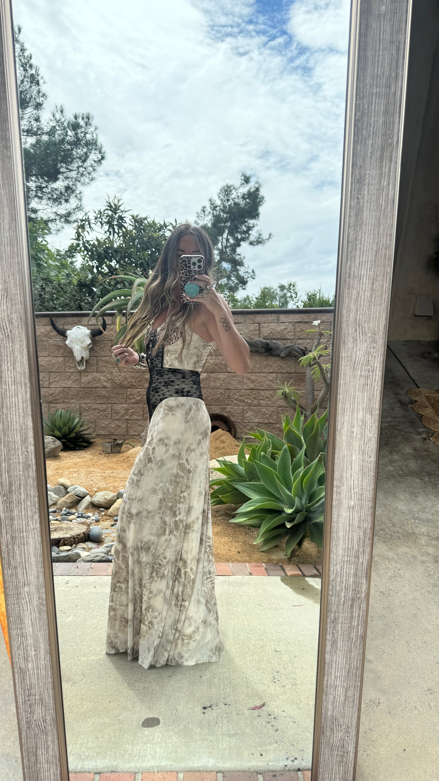 Leopard and lace maxi