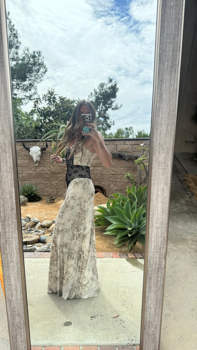 Leopard and lace maxi
