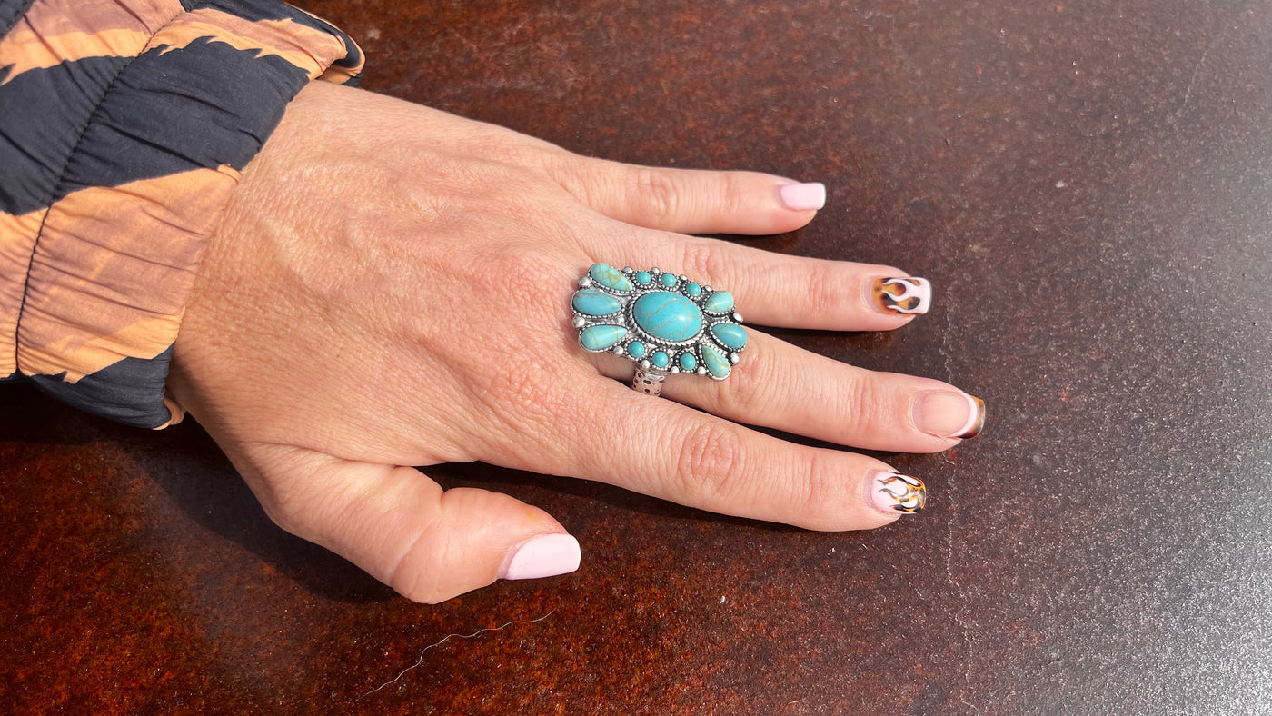 Turquoise adjustable rings