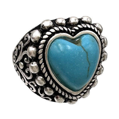Turquoise Heart Silver Stretch Ring