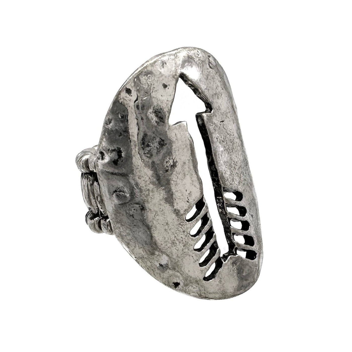 Arrow Cutout Metal Stretch Ring: Silver